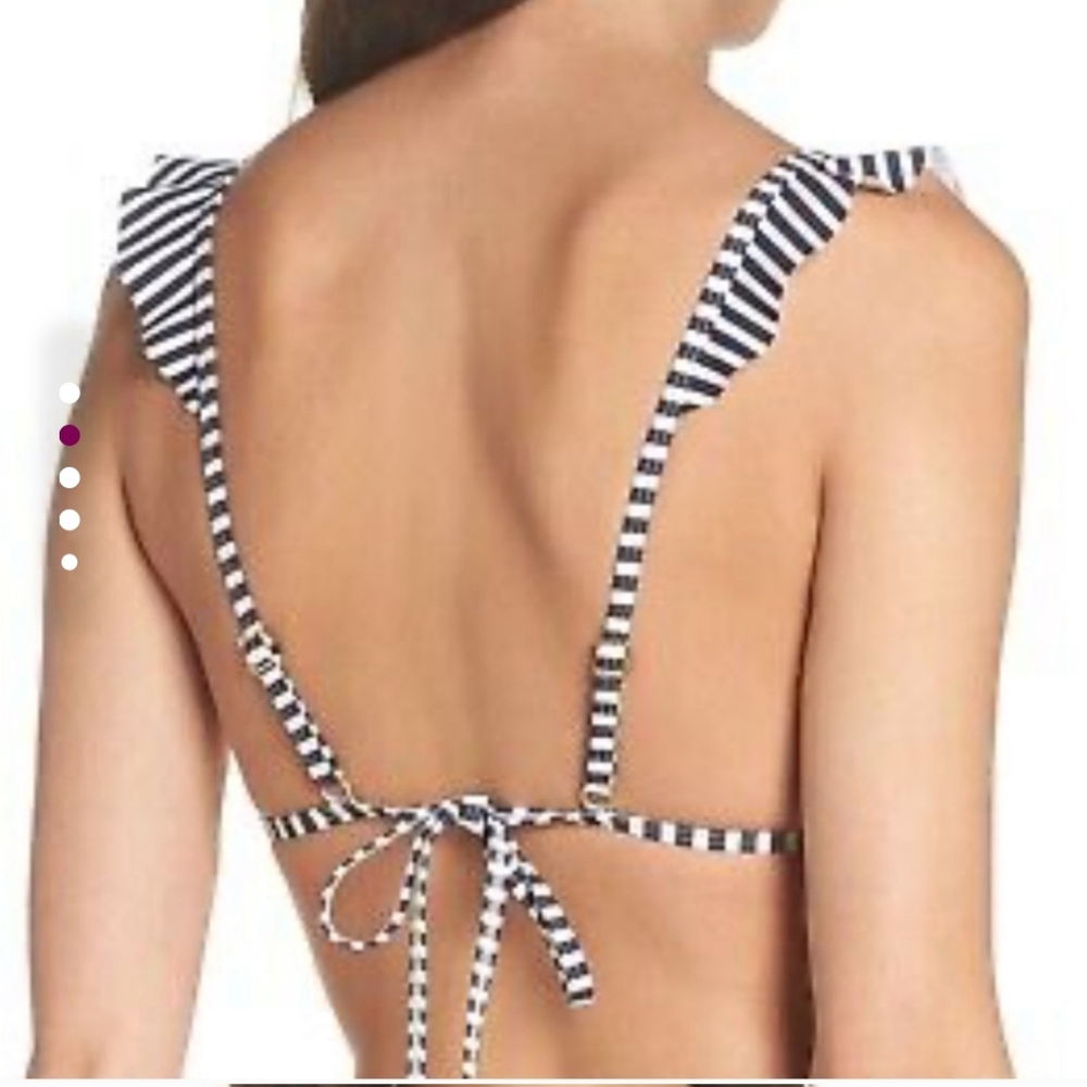Tory Burch Flounce Bikini Top and Bottoms in Navy and White Stripe - Picture 5 of 10
